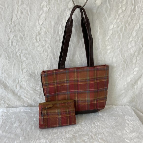 Vintage Longaberger Purse Handbag Tartan Plaid with matching wallet - Picture 5 of 9